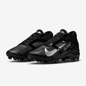 New Men’s 10.5 Nike Alpha Menace 4 Pro Football Cleats Black/Silver FD7037-002.